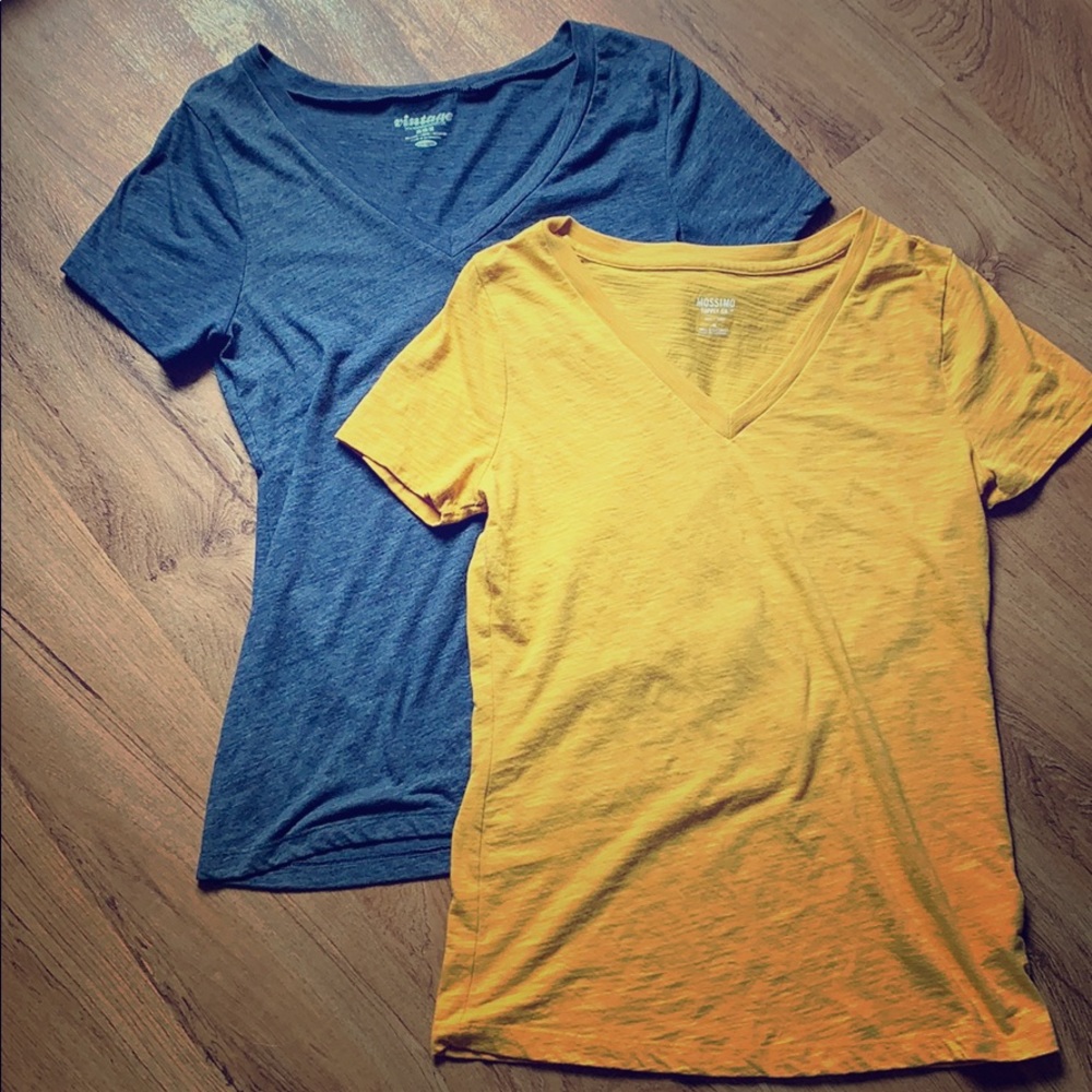 Two solid v-neck tees